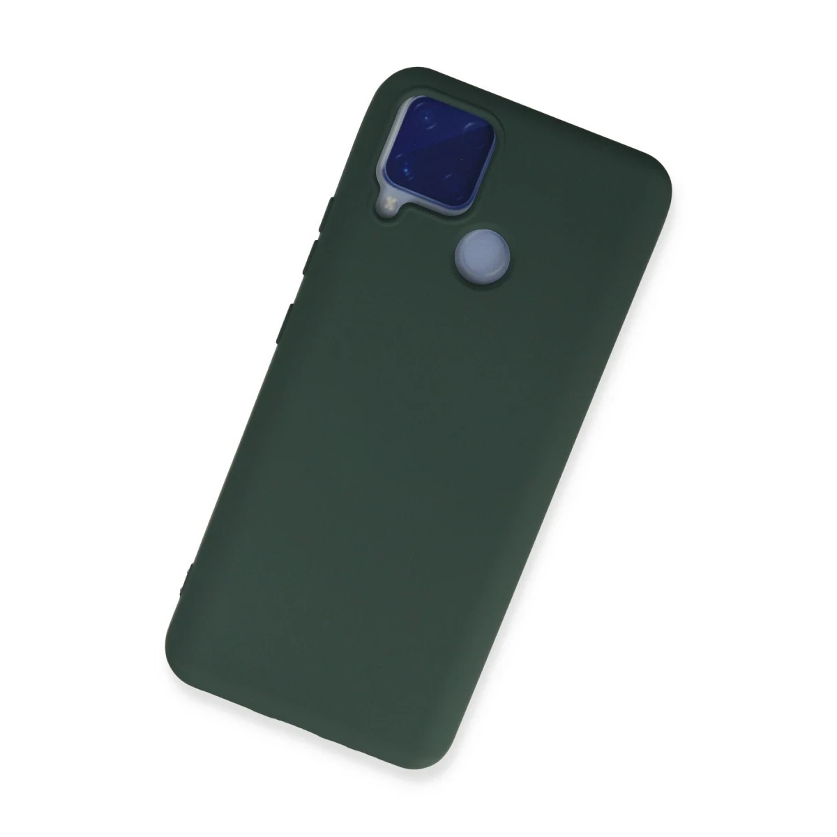 Realme C15 Kılıf Nano içi Kadife Silikon - Koyu Yeşil