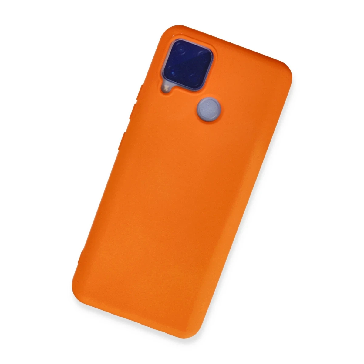 Realme C15 Kılıf Nano içi Kadife Silikon - Turuncu