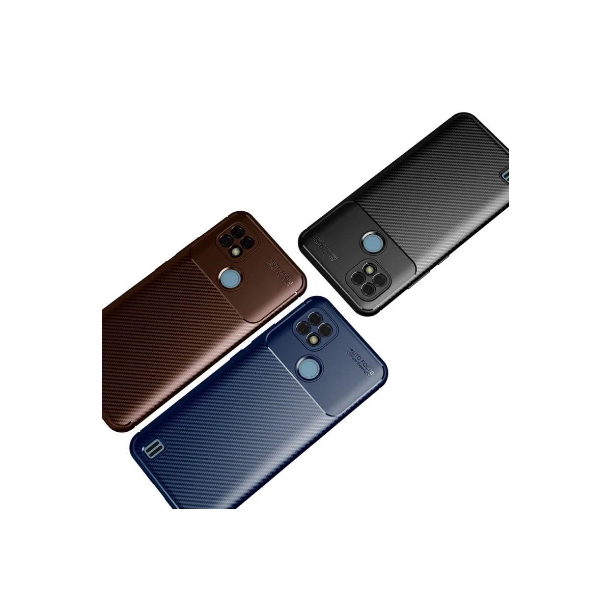 Realme C21 Kılıf Auto Focus Karbon Kapak - Lacivert