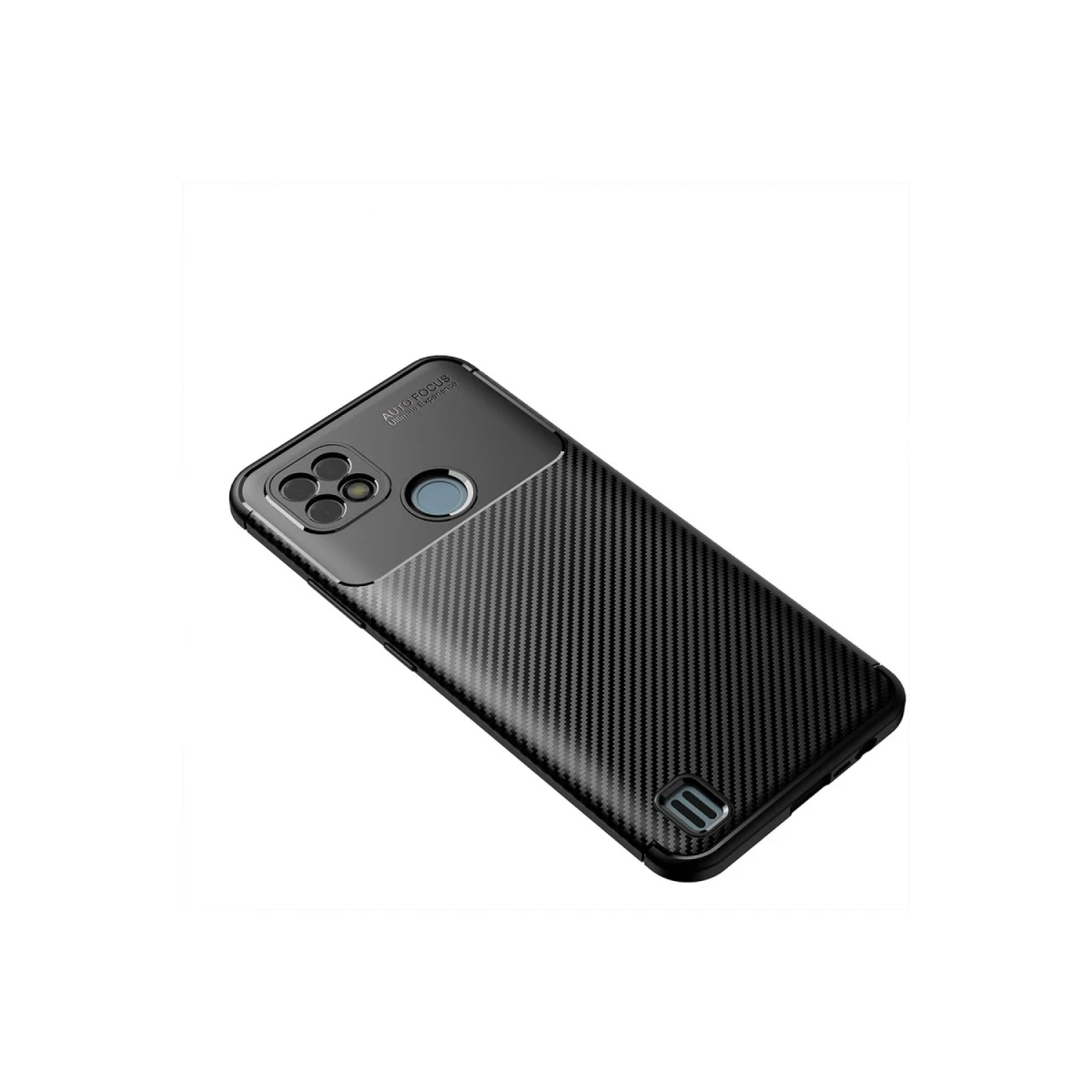 Realme C21 Kılıf Auto Focus Karbon Kapak - Siyah