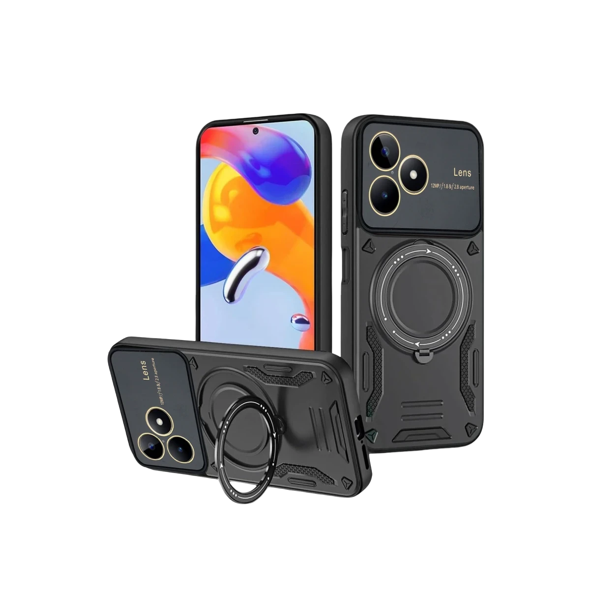 Realme C53 Kılıf Joy Lens Standlı Kapak - Siyah