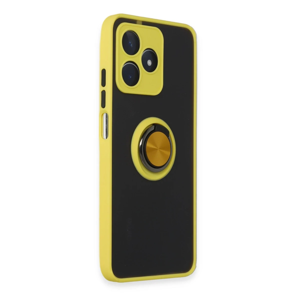 Realme C53 Kılıf Montreal Yüzüklü Silikon Kapak - Sarı