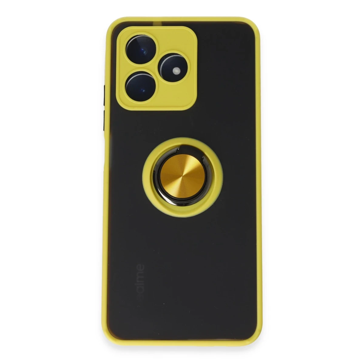Realme C53 Kılıf Montreal Yüzüklü Silikon Kapak - Sarı