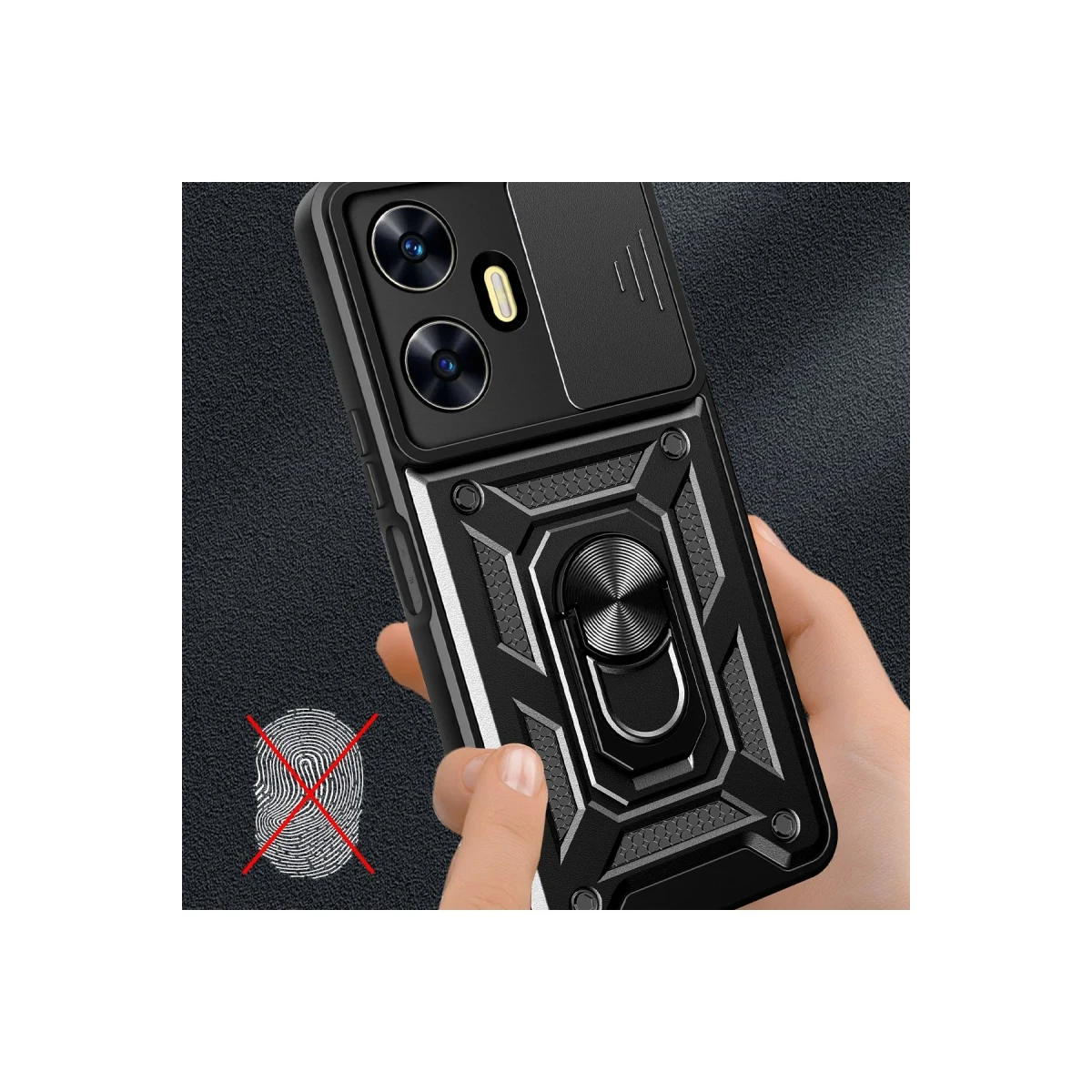 Realme C55 Kılıf Pars Lens Yüzüklü Silikon - Siyah