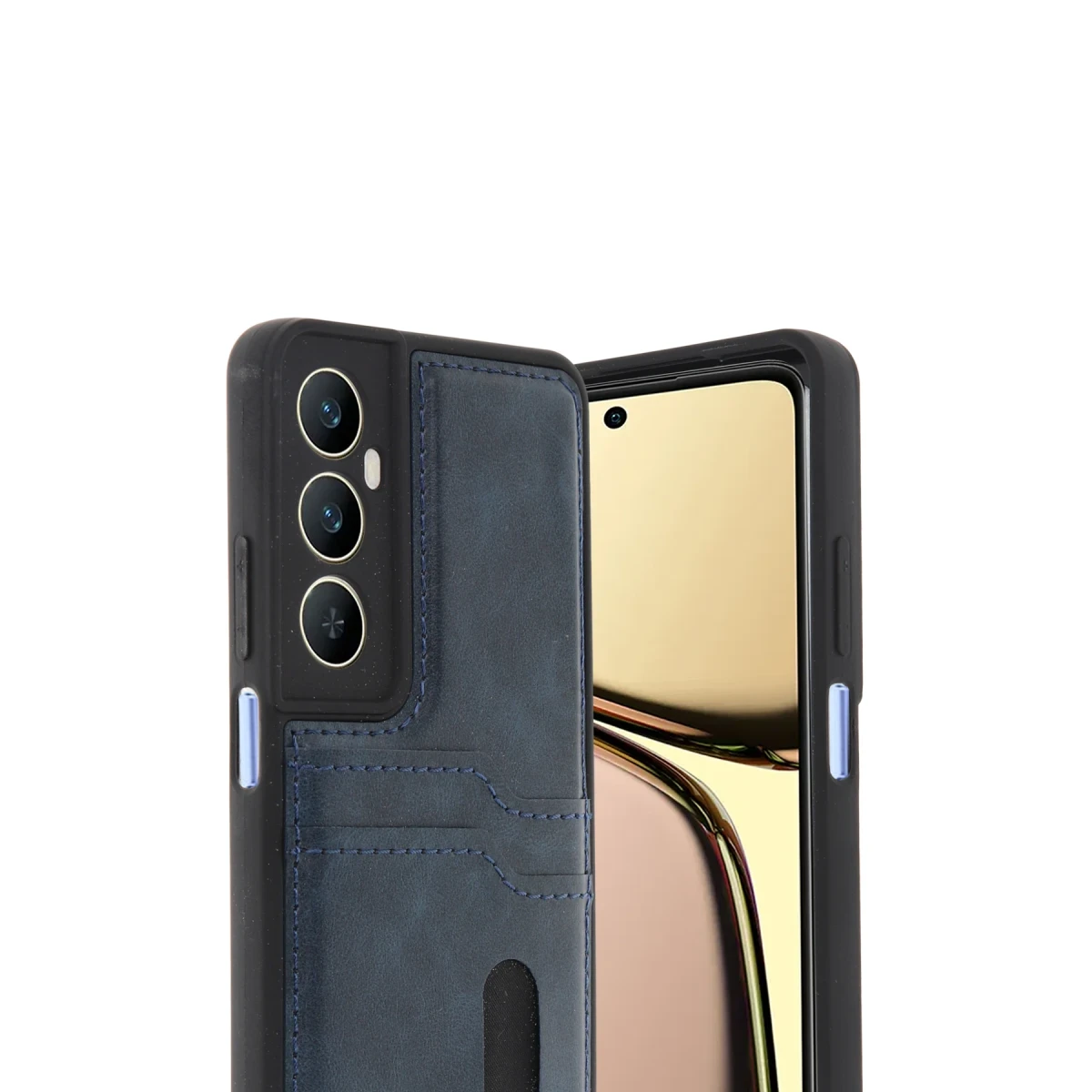 Realme C65 Sara Kartvizitli Deri Kılıf - Lacivert