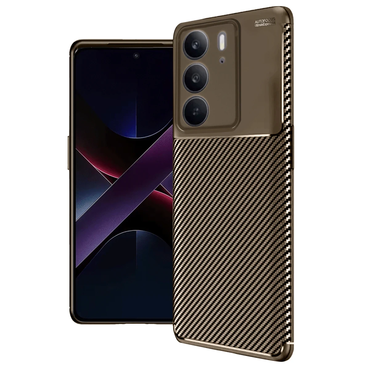 Realme C75 4G Auto Focus Karbon Kapak - Kahverengi
