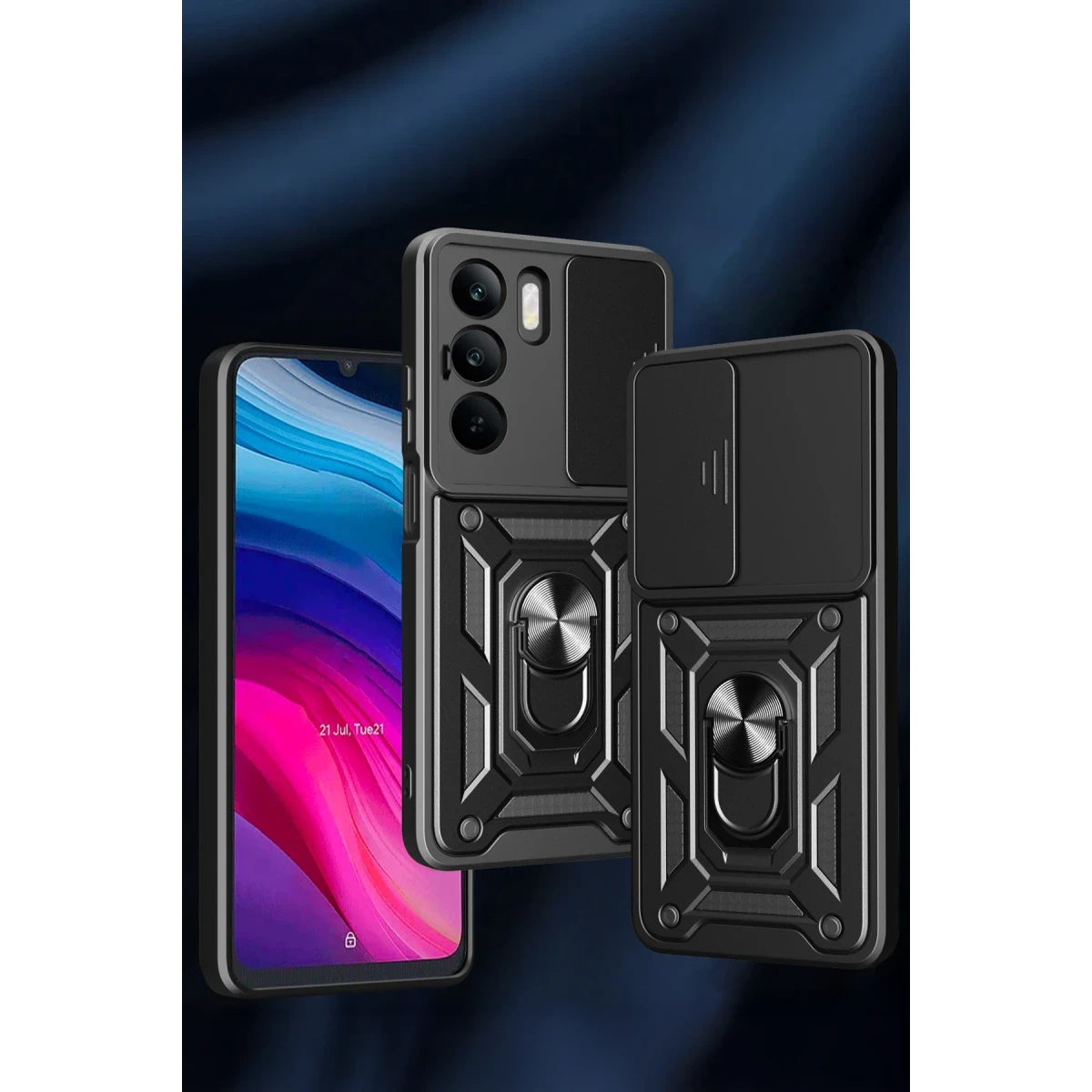 Realme C75 4G Kılıf Pars Lens Yüzüklü Silikon - Siyah