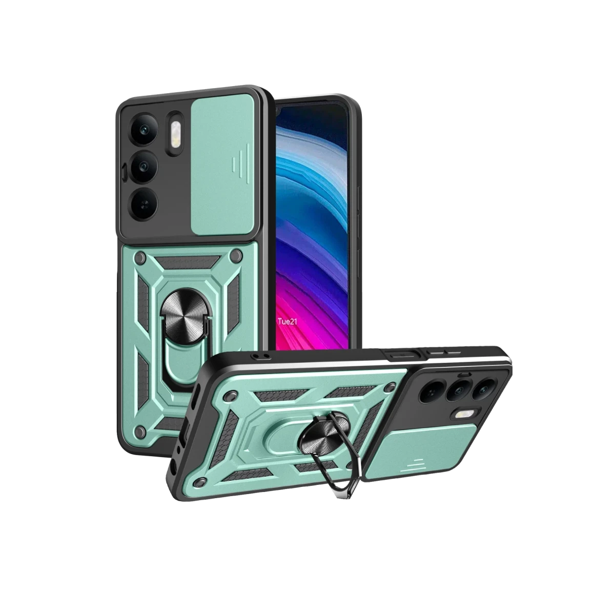 Realme C75 4G Kılıf Pars Lens Yüzüklü Silikon - Yeşil