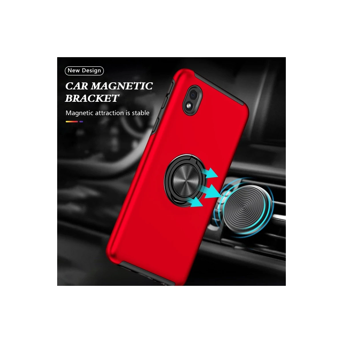 Samsung Galaxy A01 Core Kılıf Elit Yüzüklü Kapak - Kırmızı
