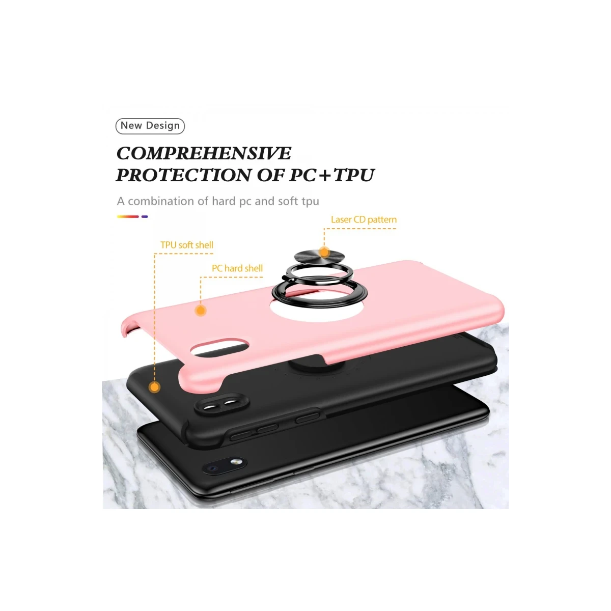 Samsung Galaxy A01 Core Kılıf Elit Yüzüklü Kapak - Pembe