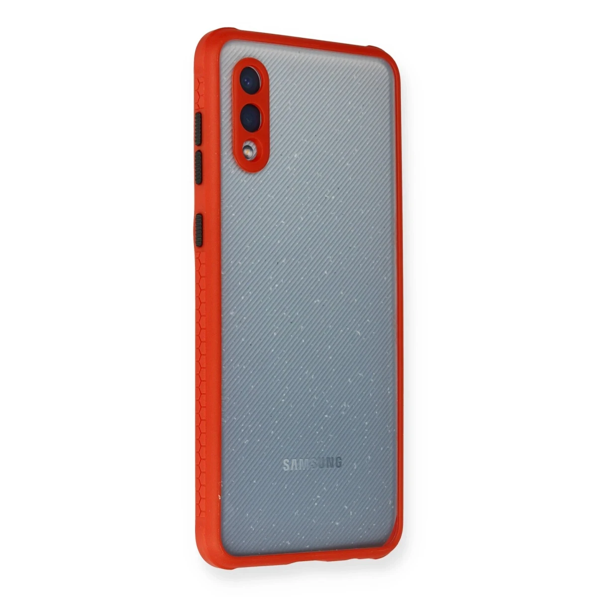 Samsung Galaxy A02 Kılıf Miami Şeffaf Silikon - Kırmızı