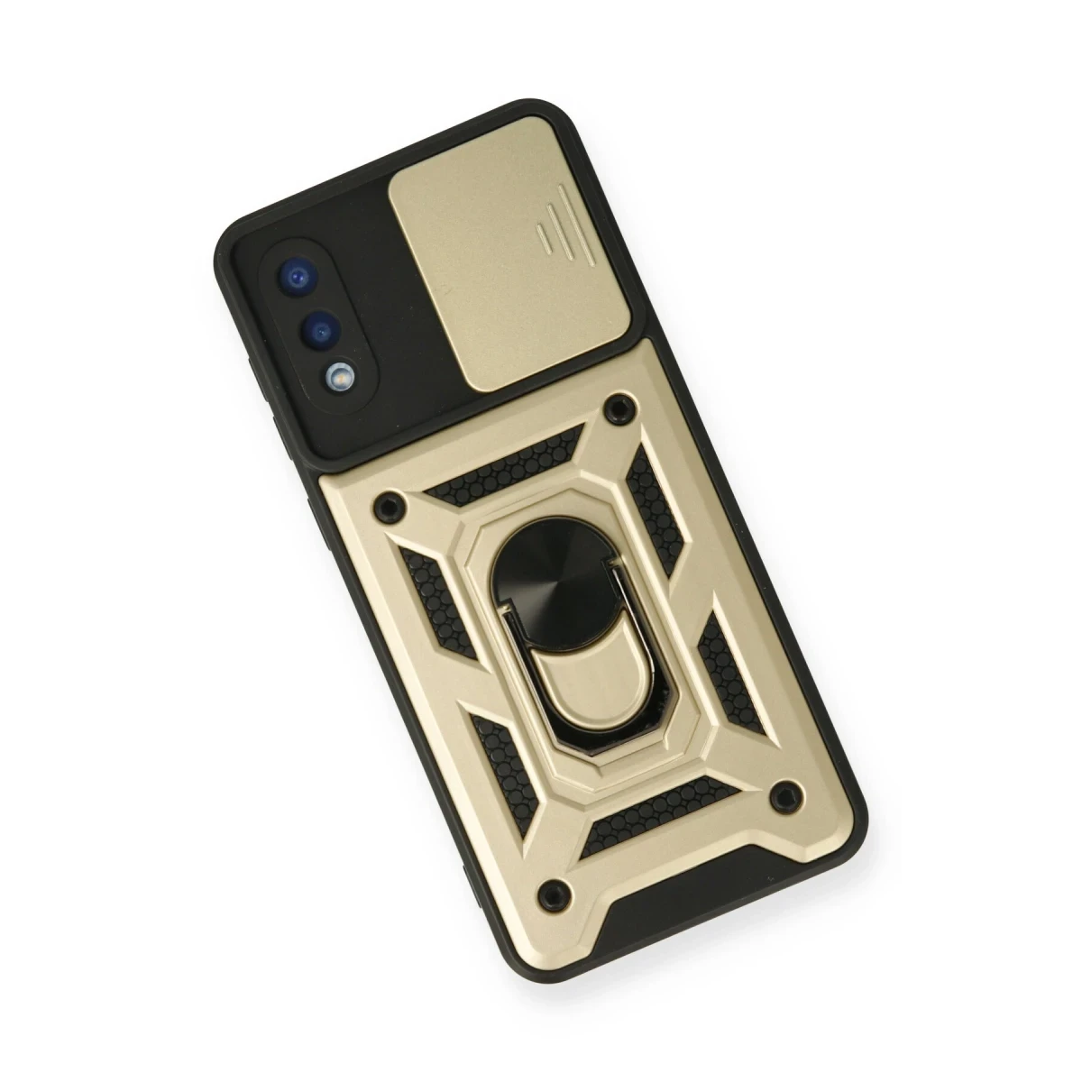 Samsung Galaxy A02 Kılıf Pars Lens Yüzüklü Silikon - Gold