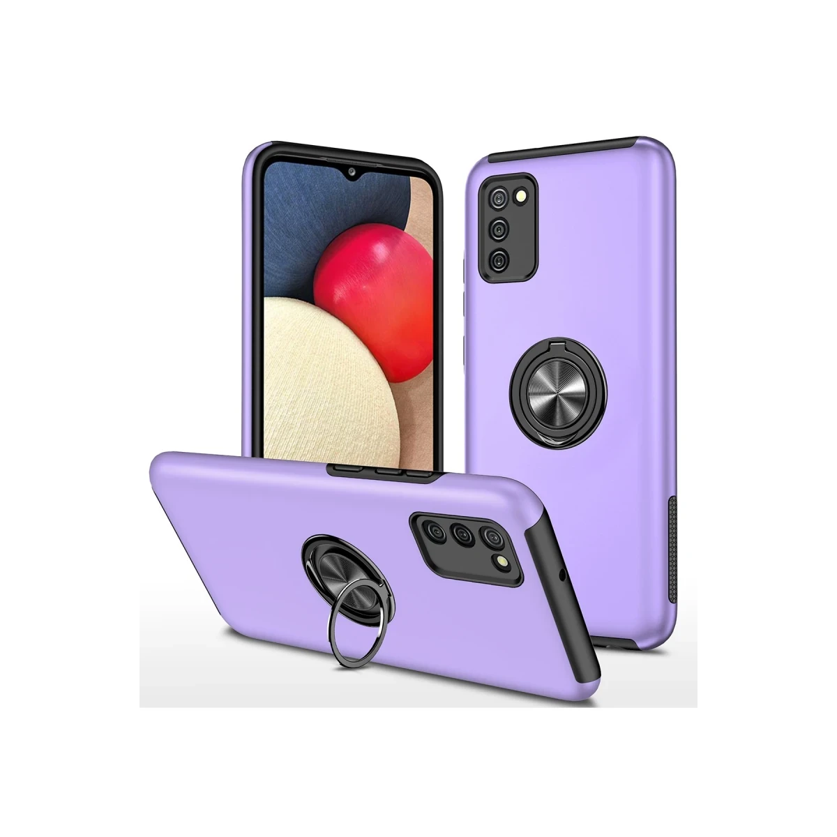 Samsung Galaxy A02S Kılıf Elit Yüzüklü Kapak - Mor