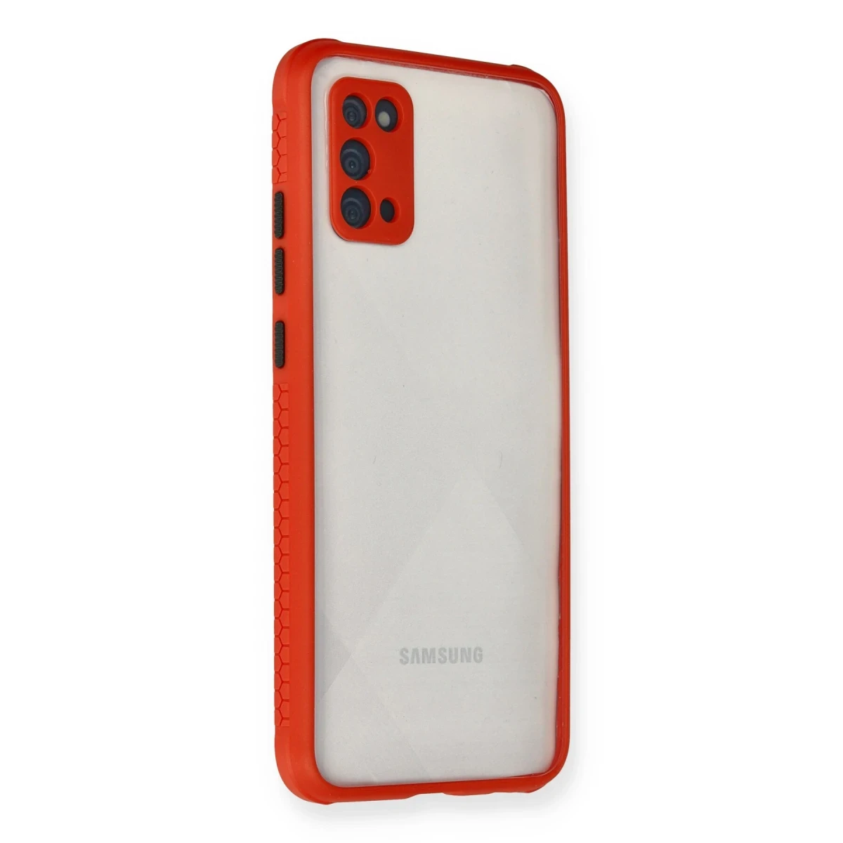Samsung Galaxy A02S Kılıf Miami Şeffaf Silikon - Kırmızı