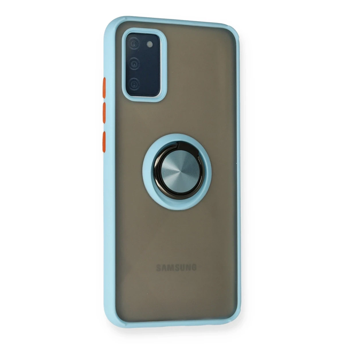 Samsung Galaxy A02S Kılıf Montreal Yüzüklü Silikon Kapak - Buz Mavi
