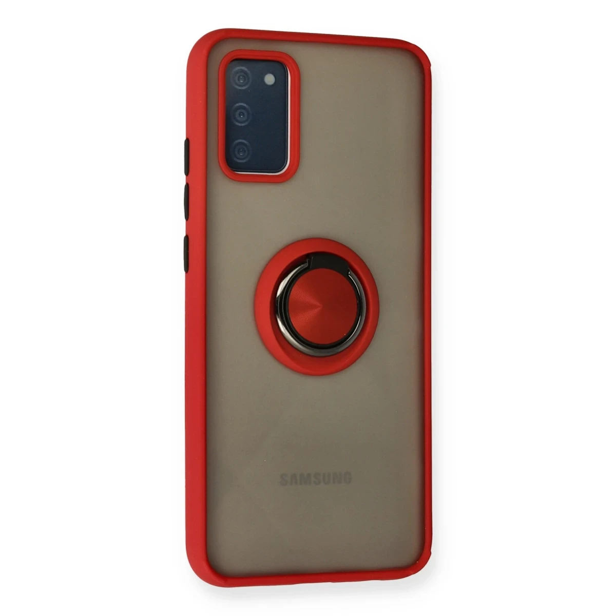 Samsung Galaxy A02S Kılıf Montreal Yüzüklü Silikon Kapak - Kırmızı