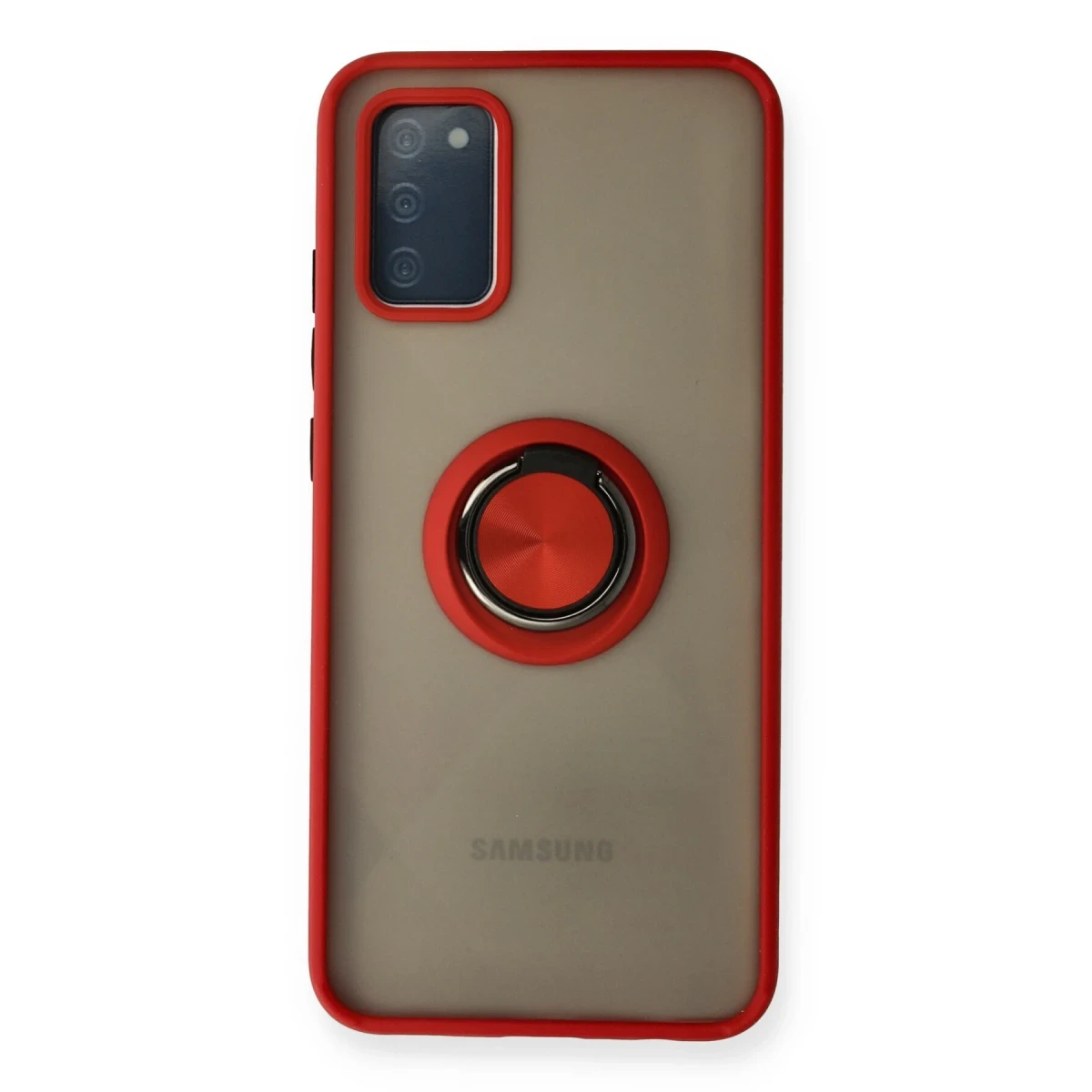 Samsung Galaxy A02S Kılıf Montreal Yüzüklü Silikon Kapak - Kırmızı