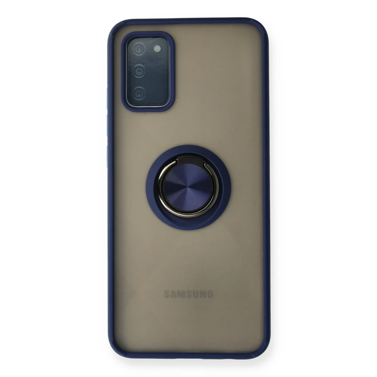 Samsung Galaxy A02S Kılıf Montreal Yüzüklü Silikon Kapak - Lacivert