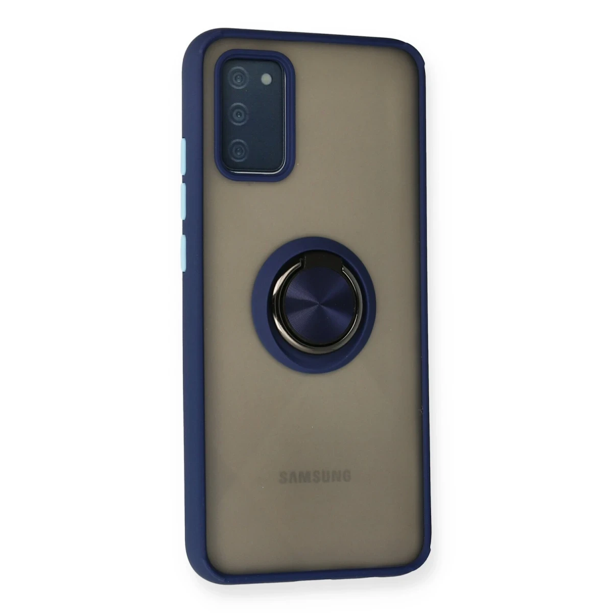 Samsung Galaxy A02S Kılıf Montreal Yüzüklü Silikon Kapak - Lacivert