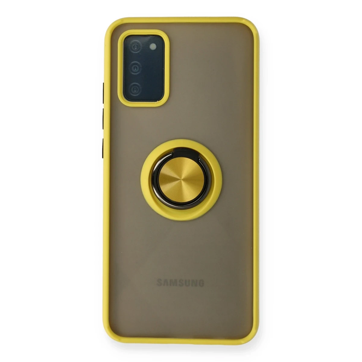 Samsung Galaxy A02S Kılıf Montreal Yüzüklü Silikon Kapak - Sarı