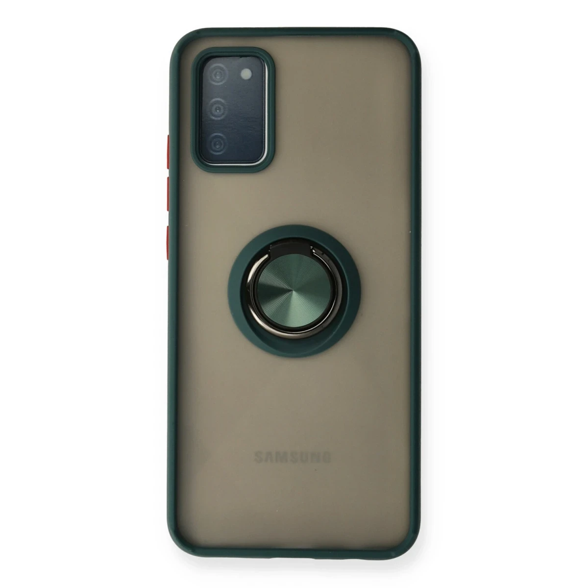 Samsung Galaxy A02S Kılıf Montreal Yüzüklü Silikon Kapak - Yeşil