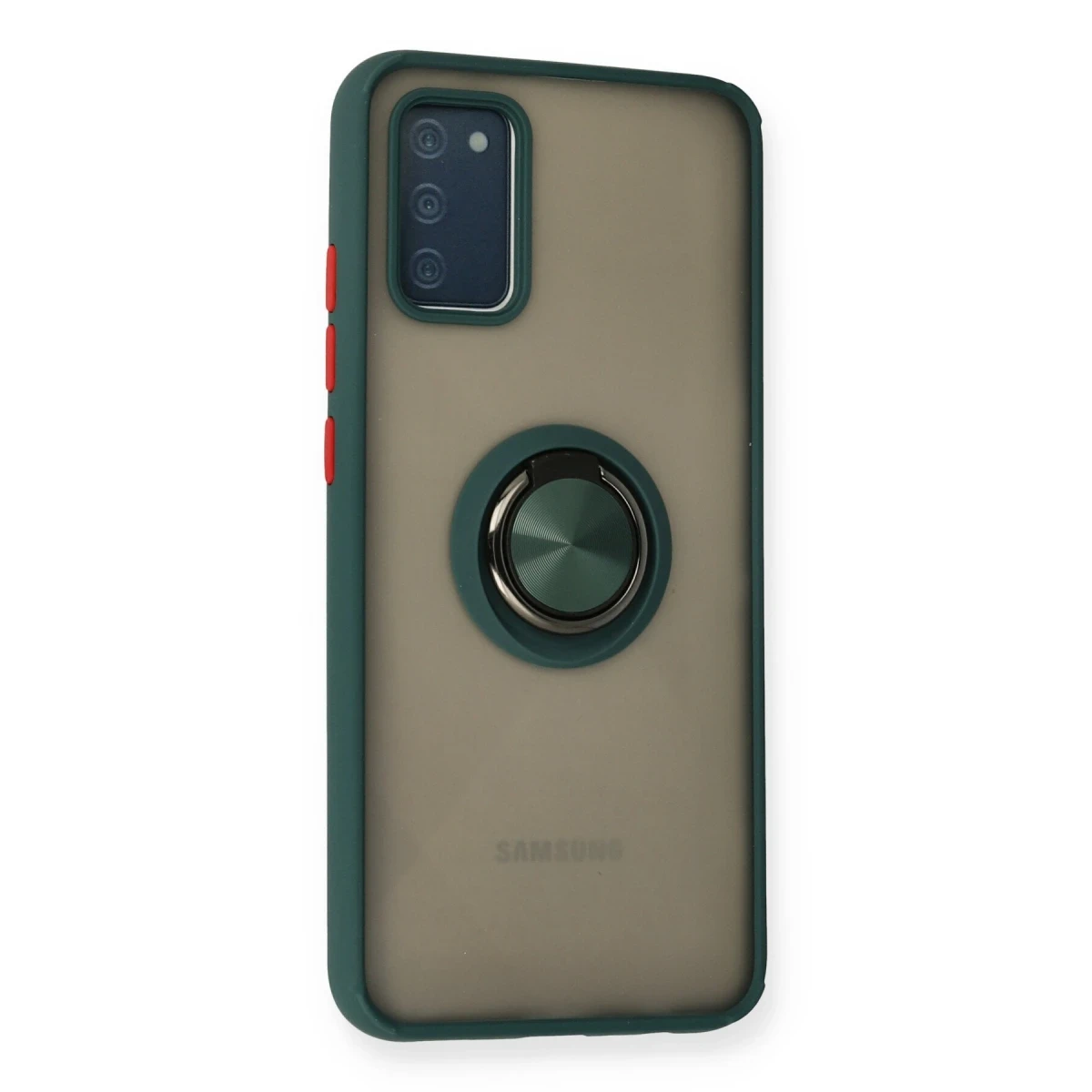 Samsung Galaxy A02S Kılıf Montreal Yüzüklü Silikon Kapak - Yeşil