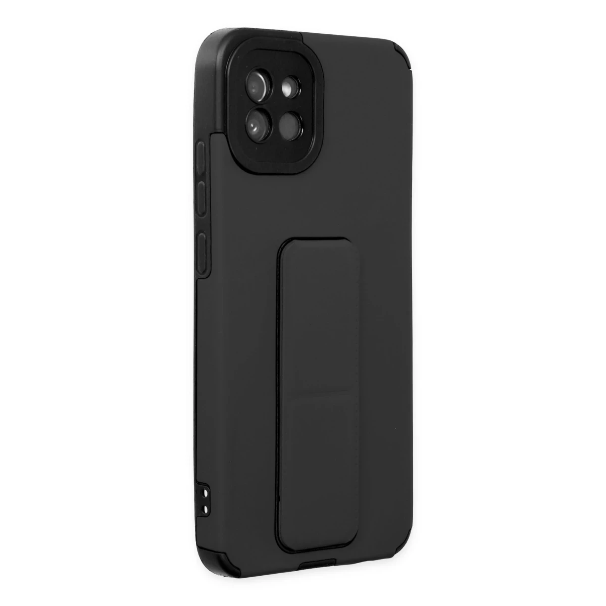 Samsung Galaxy A03 Kılıf Mega Standlı Silikon - Siyah