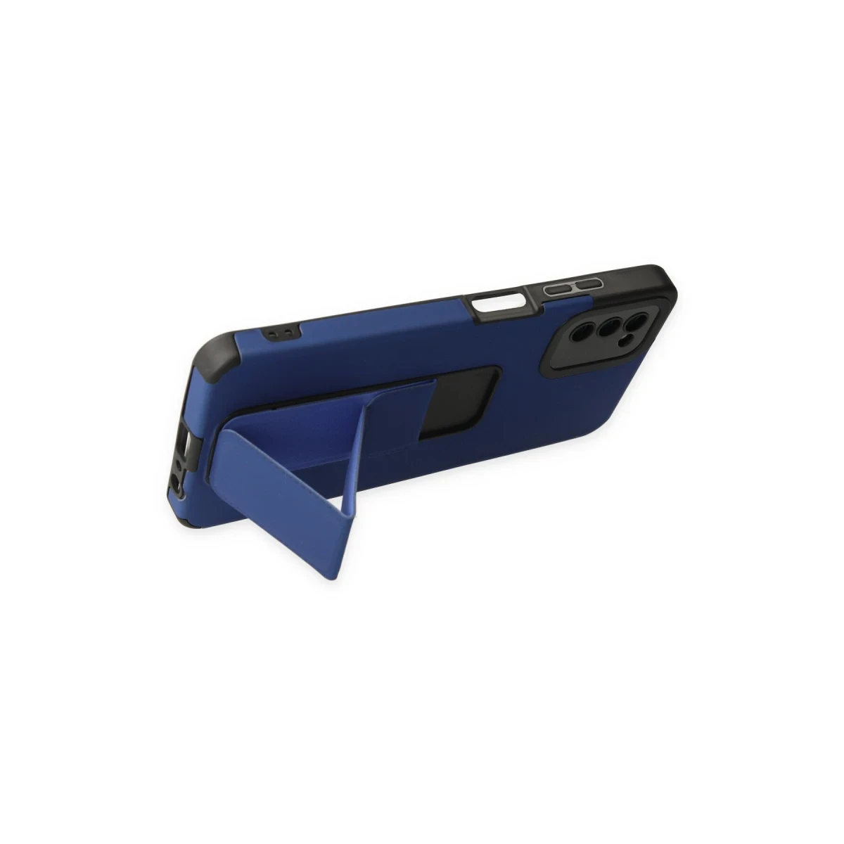 Samsung Galaxy A03S Kılıf Mega Standlı Silikon - Mavi