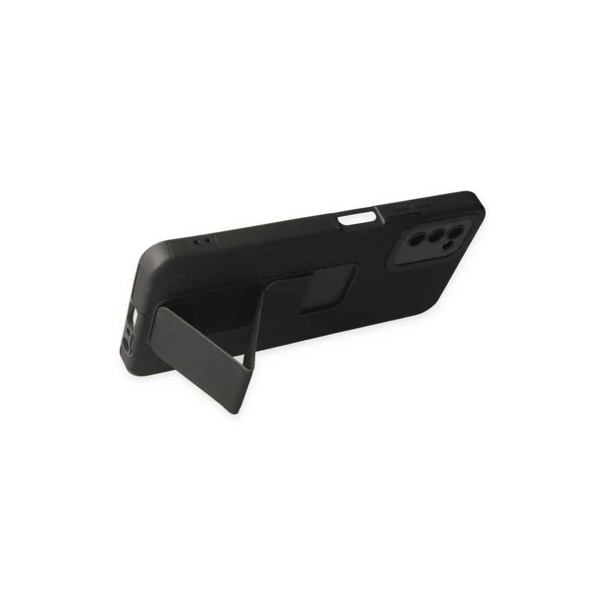 Samsung Galaxy A03S Kılıf Mega Standlı Silikon - Siyah