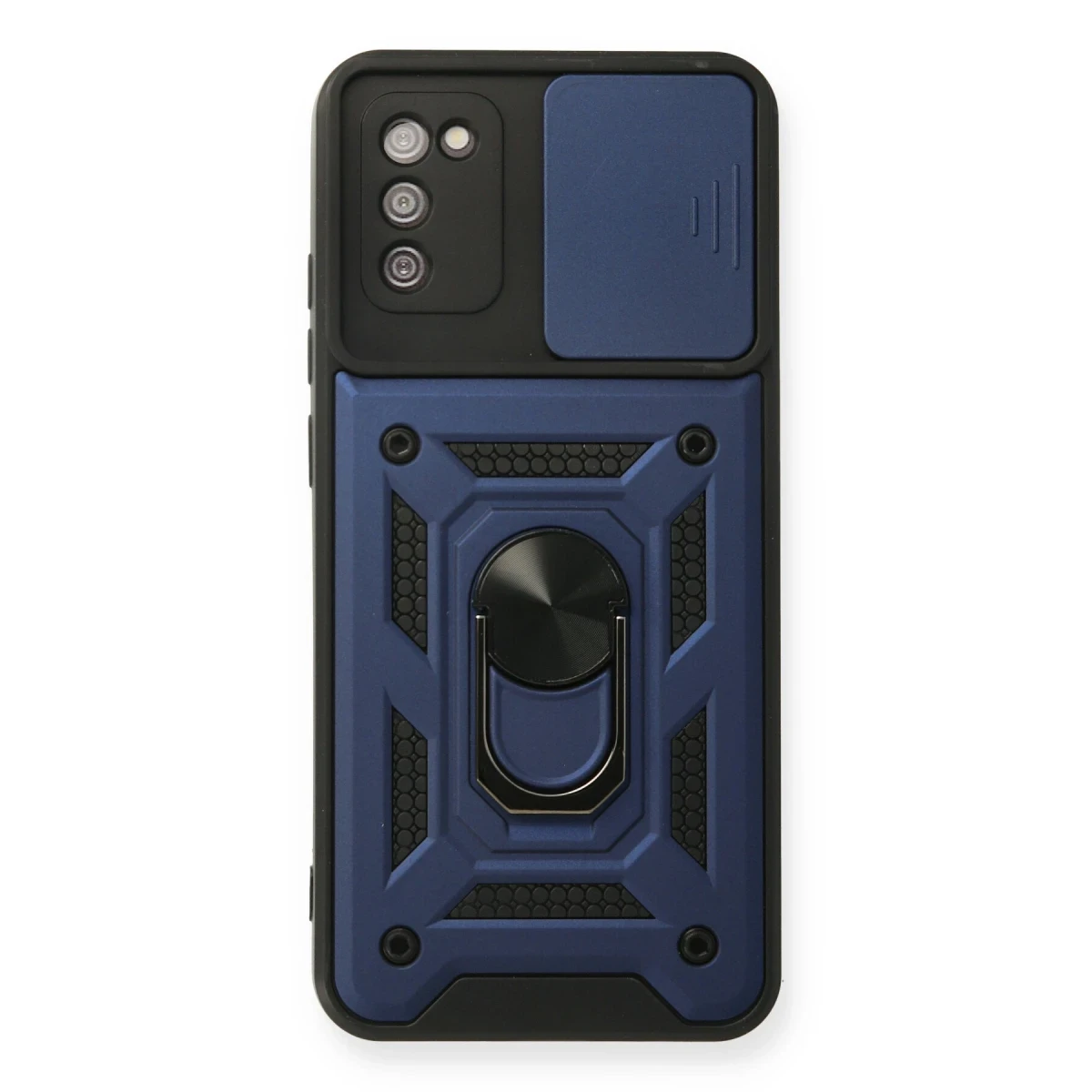 Samsung Galaxy A03S Kılıf Pars Lens Yüzüklü Silikon - Lacivert