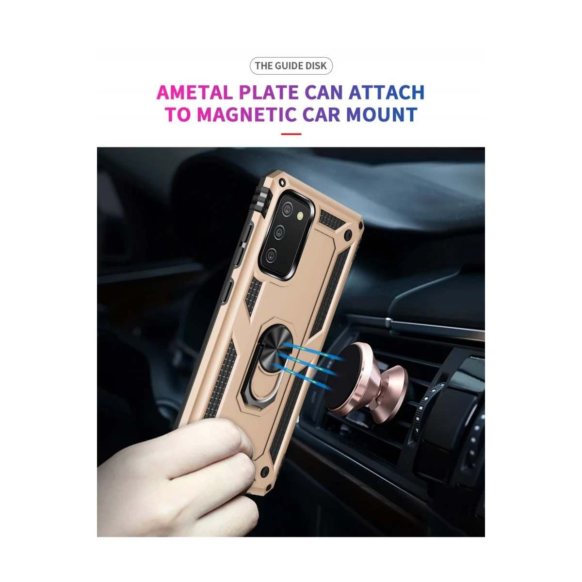 Samsung Galaxy A03S Kılıf Sofya Yüzüklü Silikon Kapak - Gold