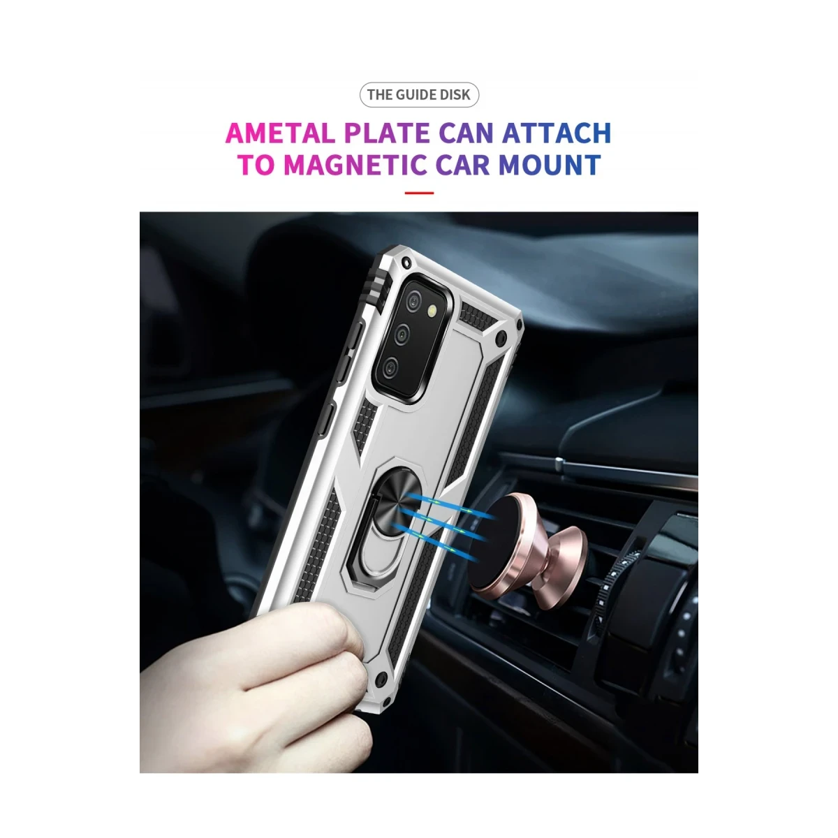 Samsung Galaxy A03S Kılıf Sofya Yüzüklü Silikon Kapak - Gümüş