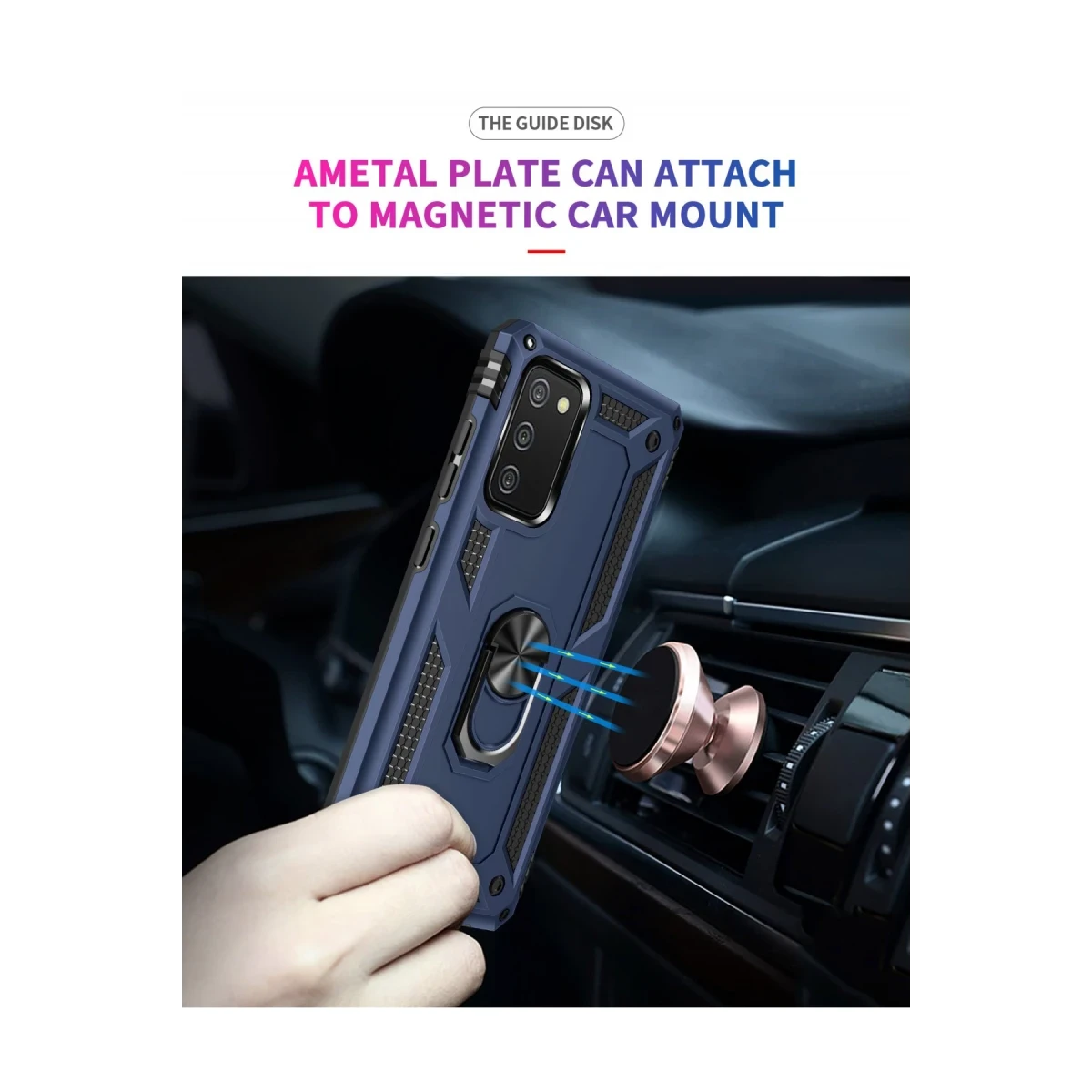 Samsung Galaxy A03S Kılıf Sofya Yüzüklü Silikon Kapak - Lacivert
