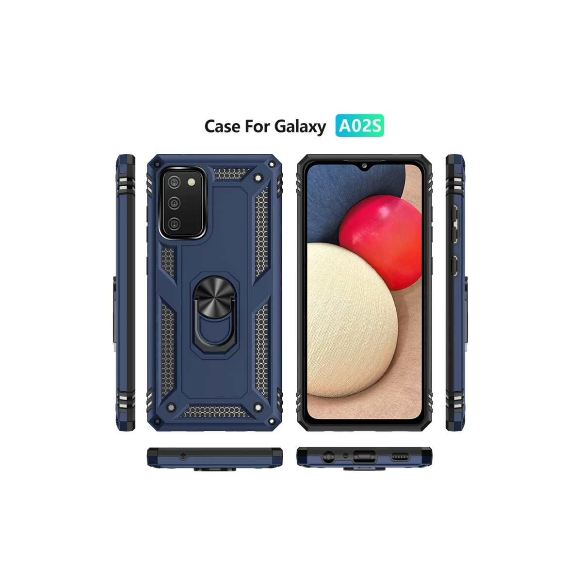 Samsung Galaxy A03S Kılıf Sofya Yüzüklü Silikon Kapak - Lacivert