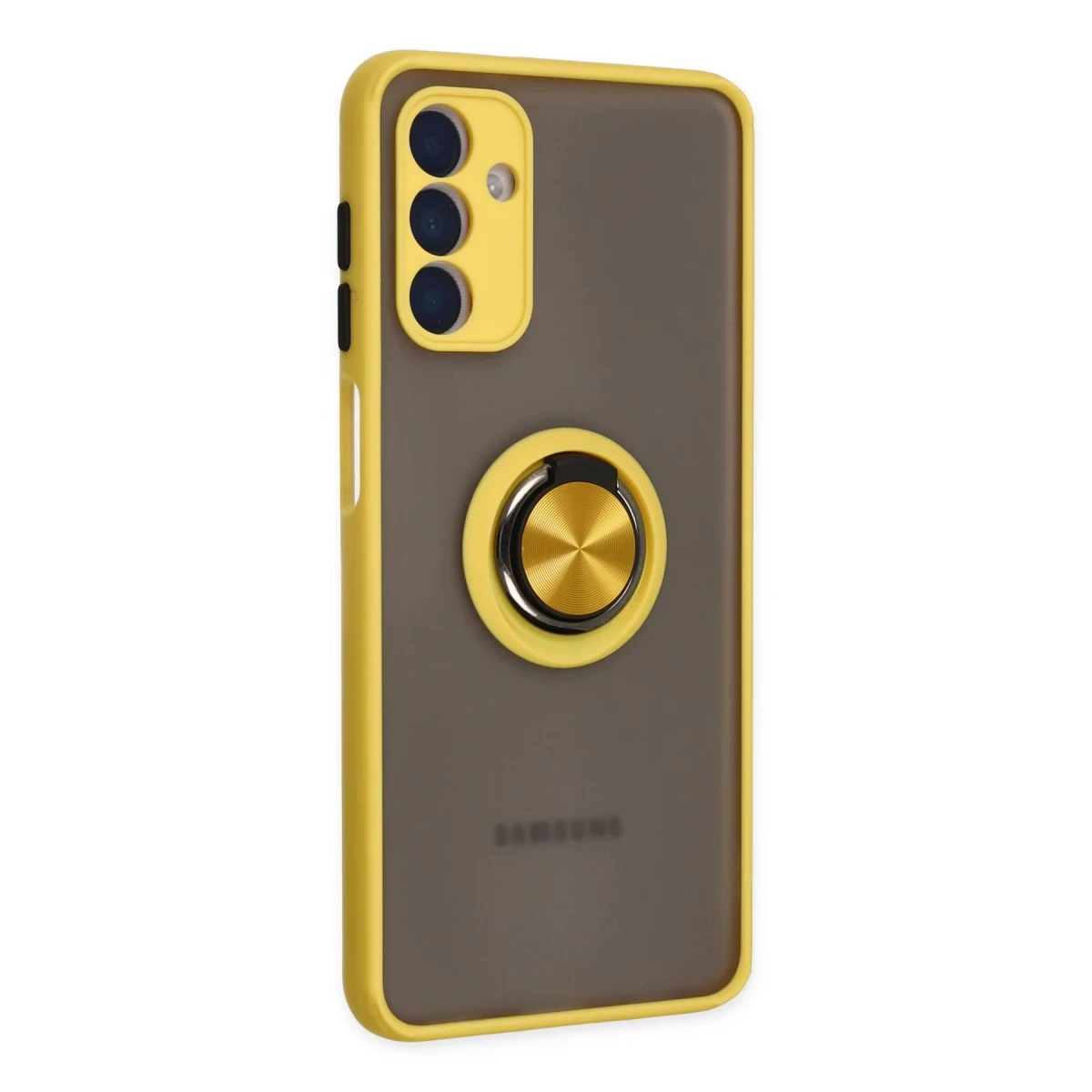 Samsung Galaxy A04S Kılıf Montreal Yüzüklü Silikon Kapak - Sarı