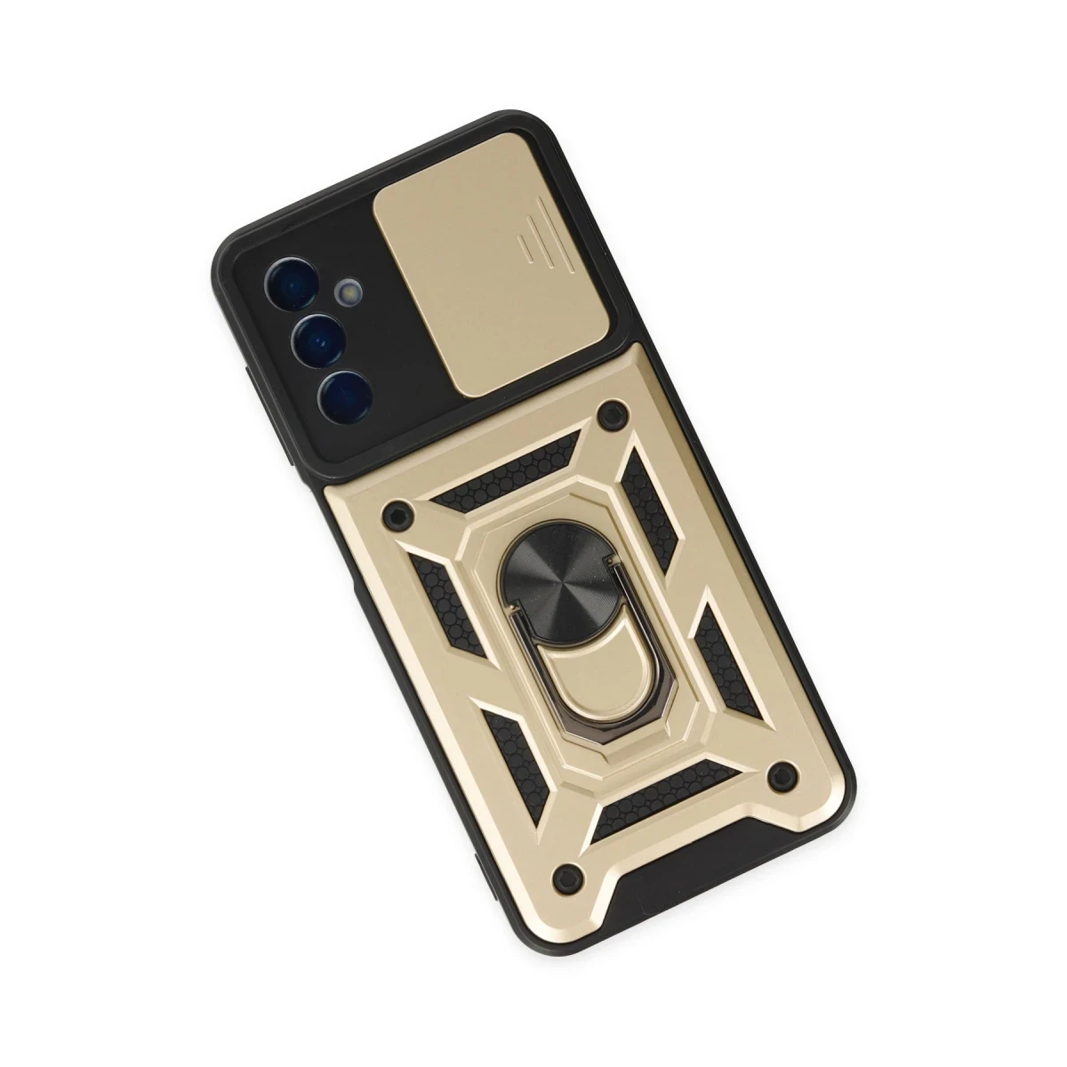 Samsung Galaxy A04S Kılıf Pars Lens Yüzüklü Silikon - Gold