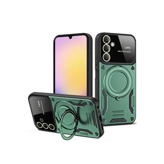 Samsung Galaxy A05S Kılıf Joy Lens Standlı Kapak - Koyu Yeşil