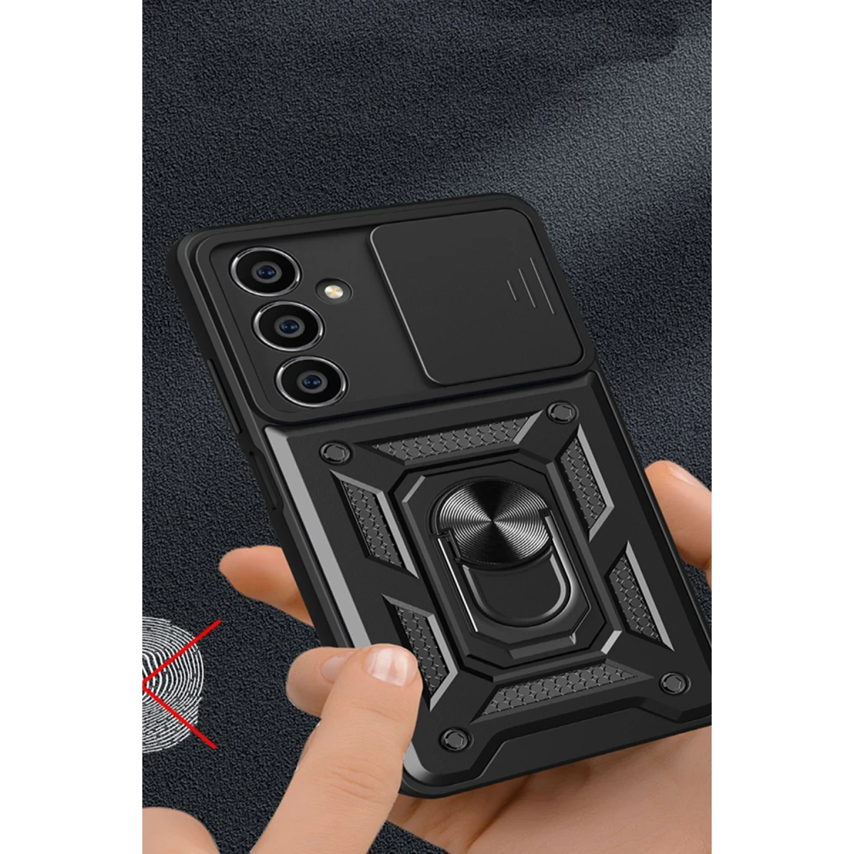 Samsung Galaxy A05S Kılıf Pars Lens Yüzüklü Silikon - Kırmızı