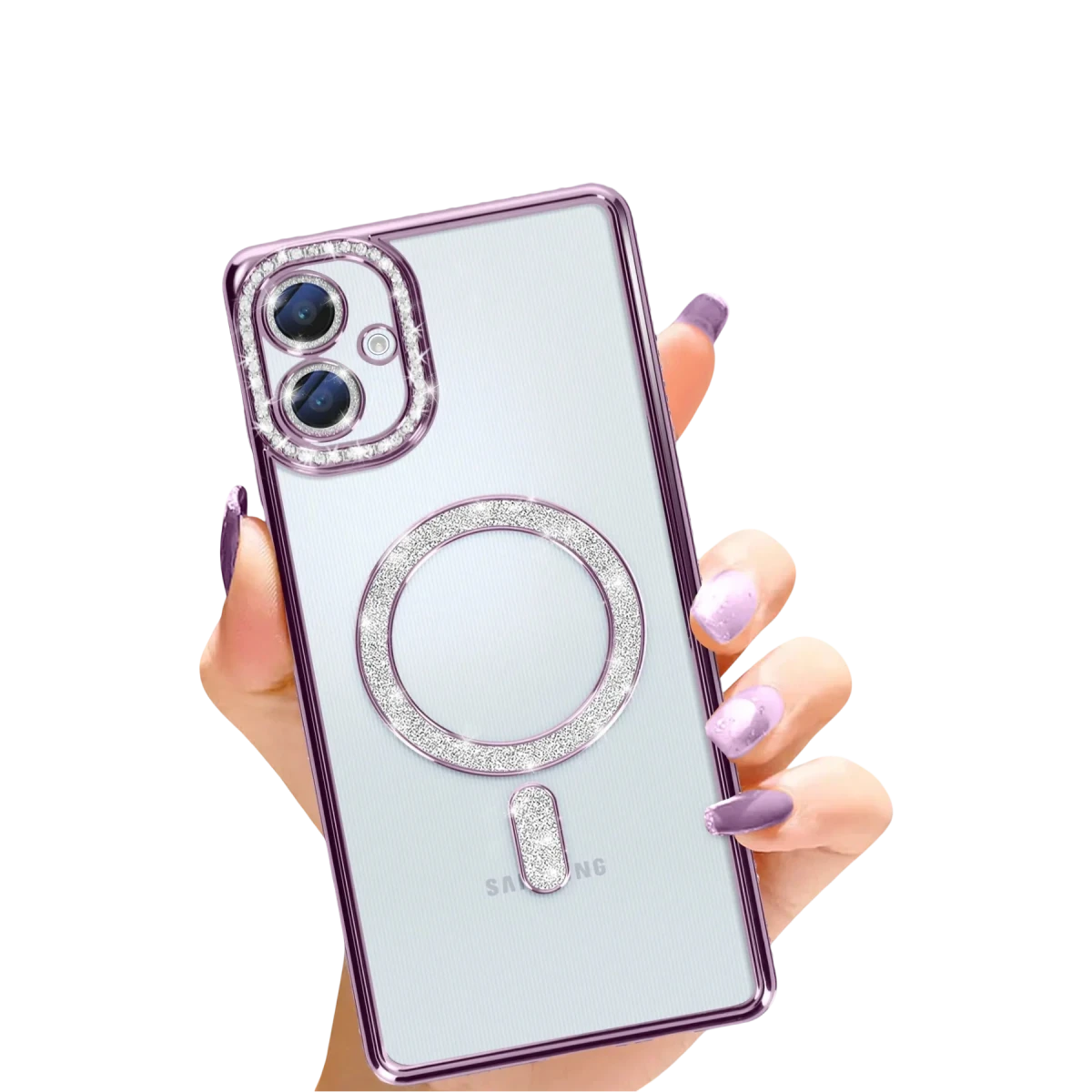 Samsung Galaxy A06 Joke Simli Magneticsafe Kılıf - Derin Mor
