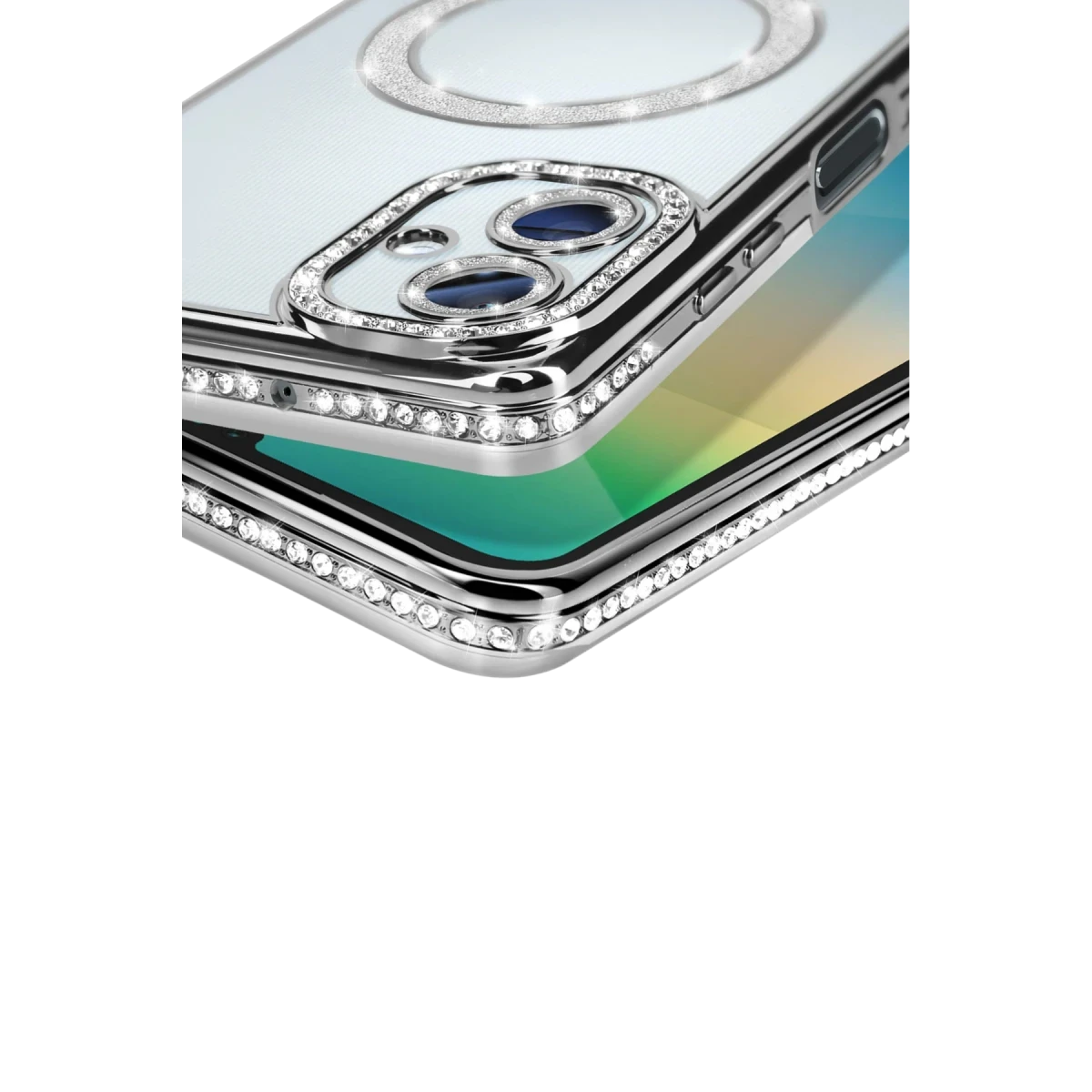 Samsung Galaxy A06 Joke Simli Magneticsafe Kılıf - Gümüş