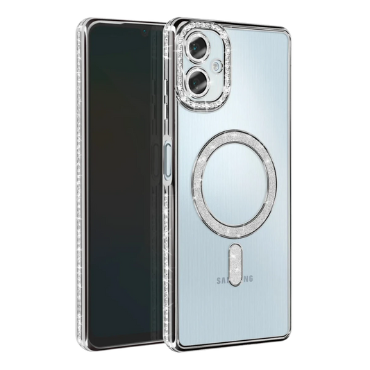 Samsung Galaxy A06 Joke Simli Magneticsafe Kılıf - Gümüş