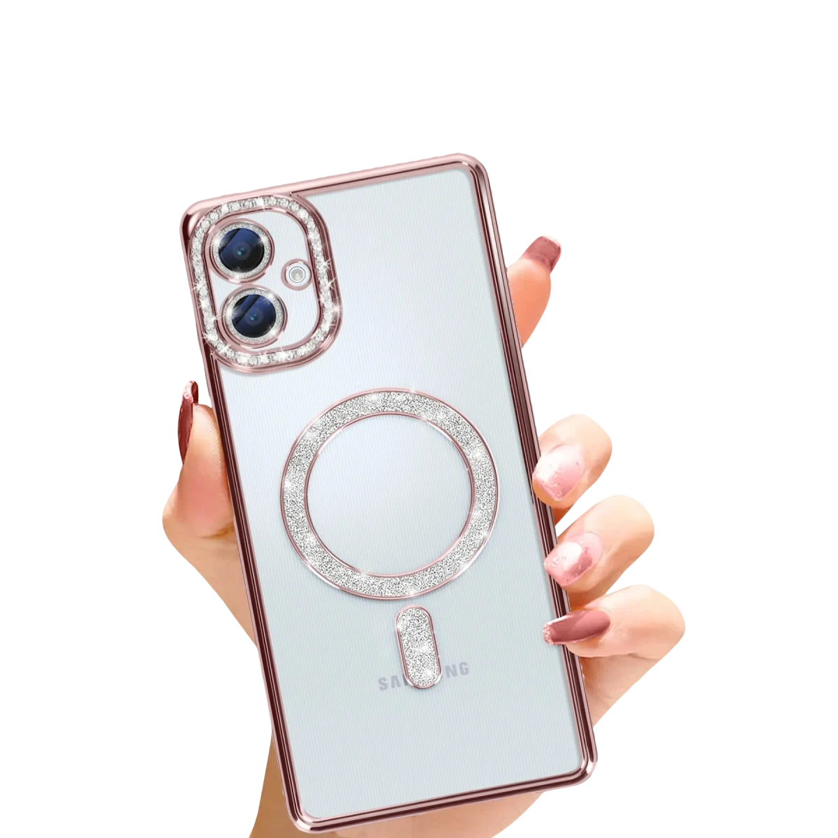 Samsung Galaxy A06 Joke Simli Magneticsafe Kılıf - Pembe