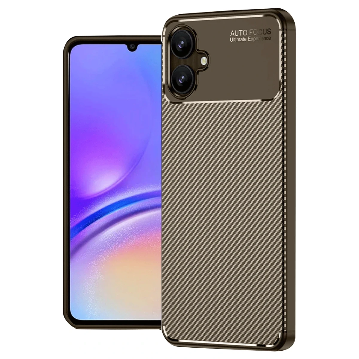 Samsung Galaxy A06 Kılıf Auto Focus Karbon Kapak - Kahverengi
