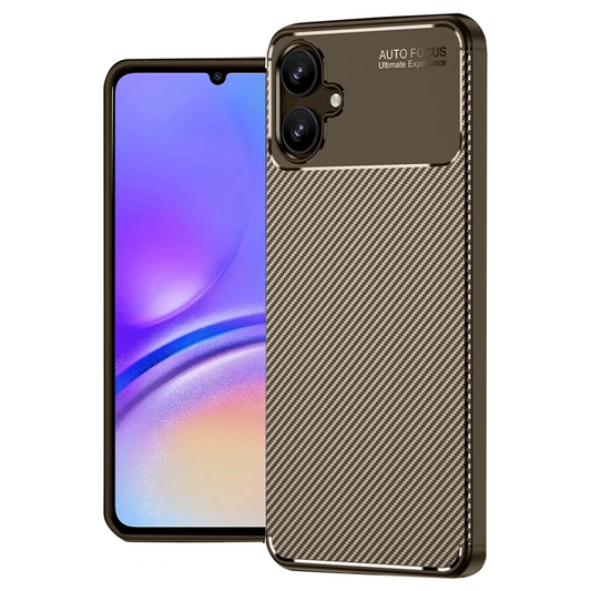 Samsung Galaxy A06 Kılıf Auto Focus Karbon Kapak - Kahverengi