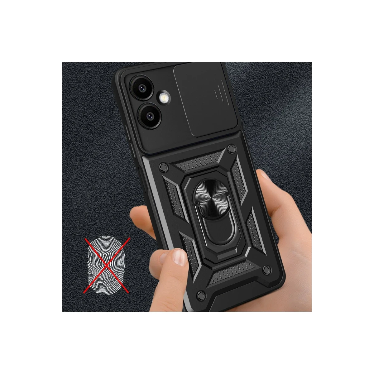 Samsung Galaxy A06 Kılıf Pars Lens Yüzüklü Silikon - Siyah