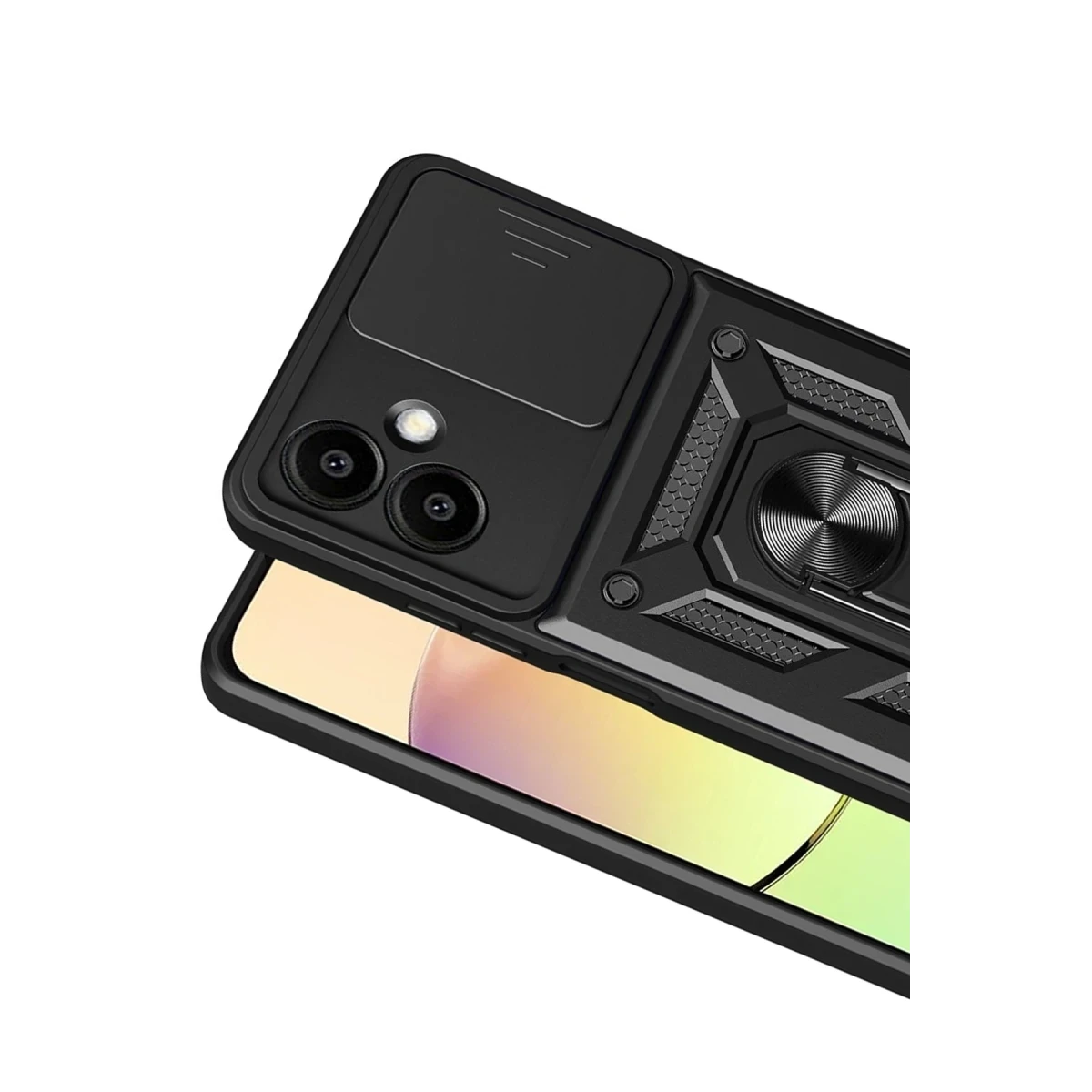 Samsung Galaxy A07 4G Pars Lens Yüzüklü Silikon - Siyah