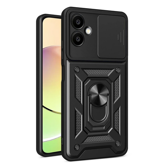 Samsung Galaxy A07 4G Pars Lens Yüzüklü Silikon - Siyah