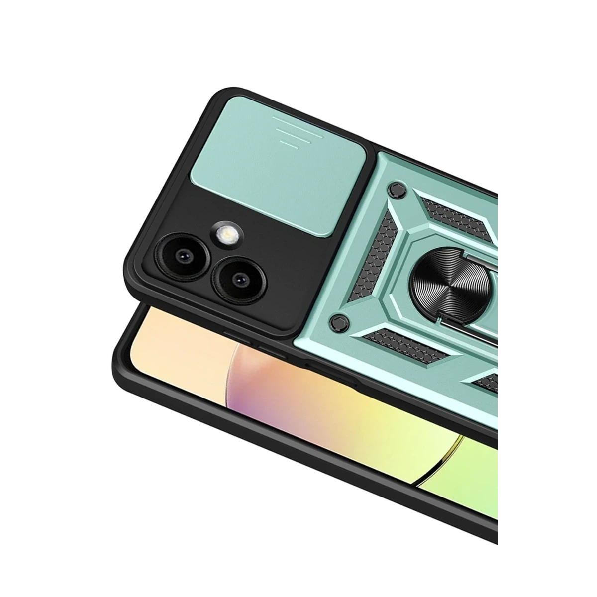 Samsung Galaxy A07 4G Pars Lens Yüzüklü Silikon - Yeşil