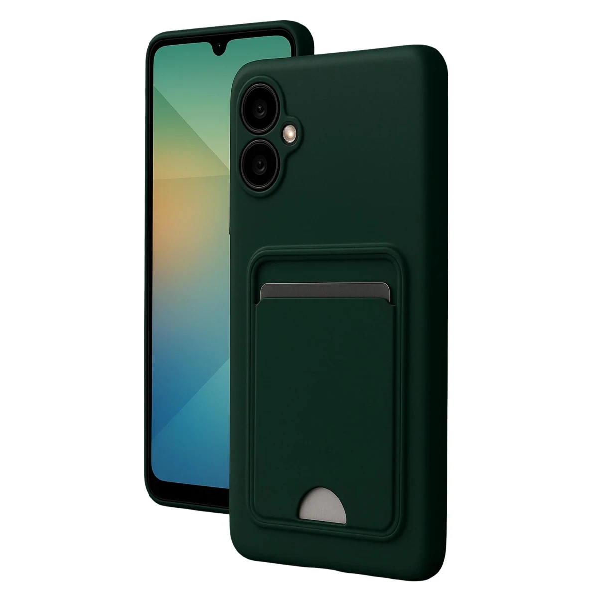 Samsung Galaxy A07 4G Kelvin Kartvizitli Silikon - Koyu Yeşil