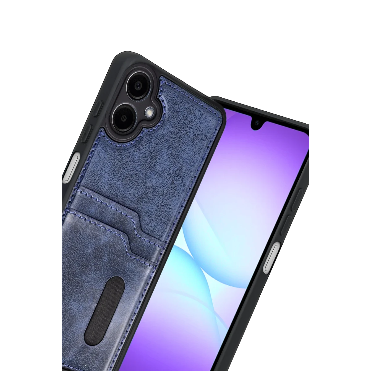 Samsung Galaxy A07 4G Sara Kartvizitli Deri Kılıf - Lacivert